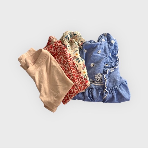 Cat & Jack All Cotton Blue Dress & 3 Pairs Leggings - Picture 2 of 6